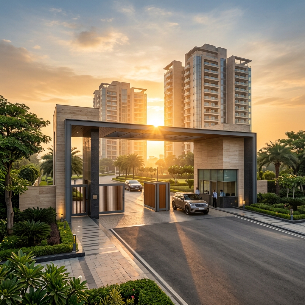 Luxury Indian Apartment Entrance Sunrise